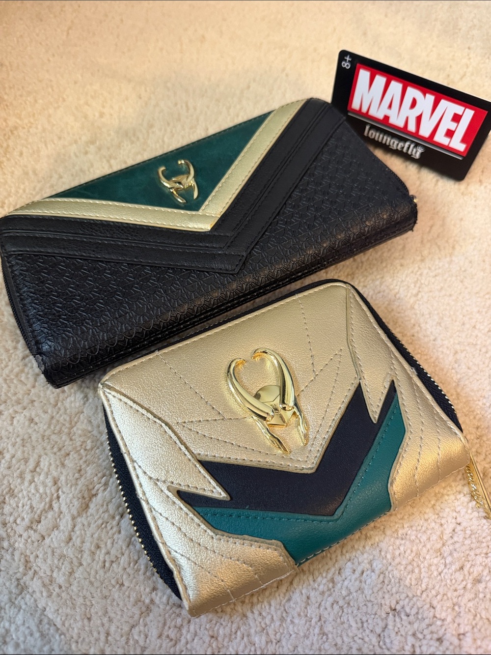 Marvel Women's Gold, Green & Black Loki Wallet Set